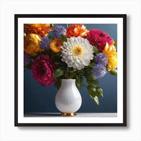 Colorful Flowers In A Vase 14 Art Print