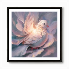 Abstract Painting Of Luminescent Dove 1 Art Print