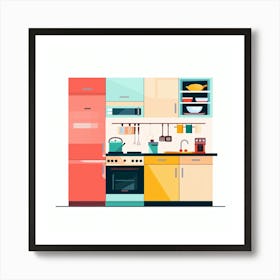 Kitchen Interior Flat Design 1 Art Print