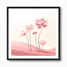 Pink Flowers In The Desert Art Print