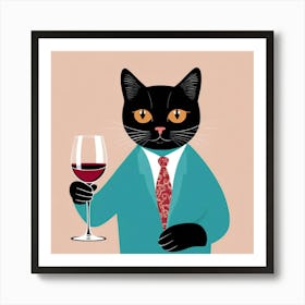 Cat In A Suit 1 Art Print