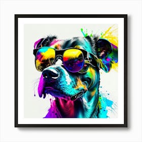 Colourful Dog Sunglasses (32) Art Print