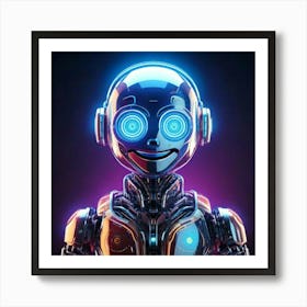 Firefly Cheerful Cybernetic Robot Icon With Holographic Glow 88077 (2) Art Print