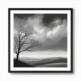 Lone Tree On A Hill Art Print