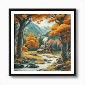 A peaceful, lively autumn landscape 4 Art Print