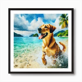 Dog On The Beach 1 Art Print