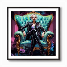 Sexy Woman Sitting In Chair Art Print