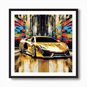 Gold Lamborghini 1 Art Print