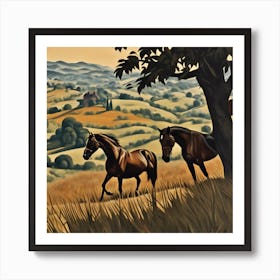 Horses In The Countryside 1 Art Print