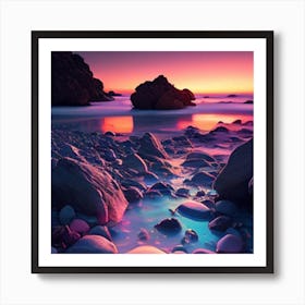 Sunset At The Beach Art Print