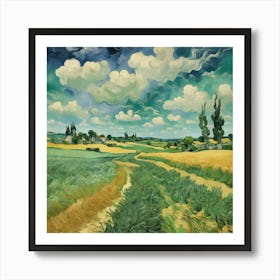 Green Wheat Fields Auvers Vincent Van Gogh Art Print 2 Art Print
