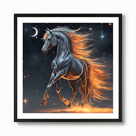 Horse In The Night Sky Art Print