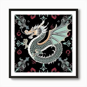 Dragon On A Black Background Art Print