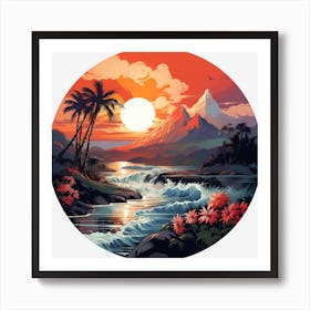 Sunset Over The Ocean Art Print