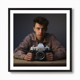 Portrait Of A Young Man with camera Art Print