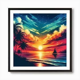 Sunset On The Beach 25 Art Print