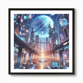 Anime Landscape With Futuristic Technology (7) Art Print