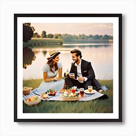 Couple Having A Picnic Art Print