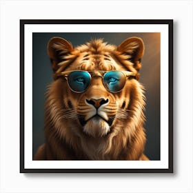 Lion With Sunglasses Art Print