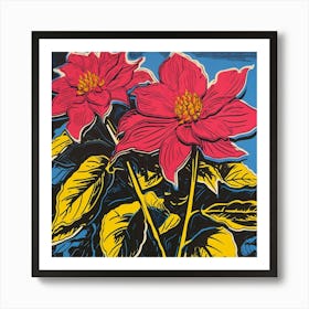 Poinsettia 1 Pop Art Illustration Square Art Print