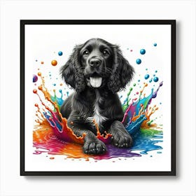 Black Spaniel Splash Art Print