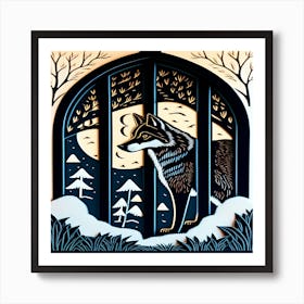 Wolf In A Window Art Print