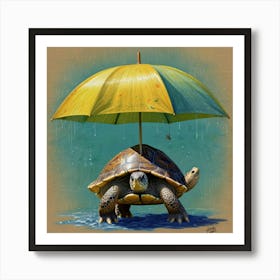 Turtle Under Umbrella Art Print