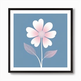 A White And Pink Flower In Minimalist Style Square Composition 663 Art Print