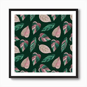 Tropical Rosé Green Foliage Art Print