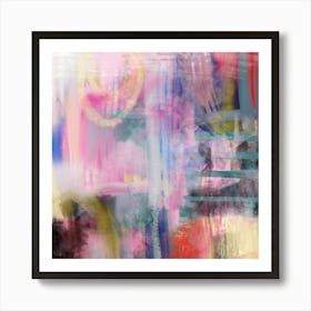 Bold Textured Abstract Print "Color Map" Pink, Blue, Red, Multi-Colour, Statement Home Decor, Maximalist, Modern, Contemporary Art Print