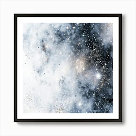 Abstract Galaxy In Watercolor Foreground Dust And Silver Sparkles Shimmering Space With A Bokeh Ef (6) Art Print