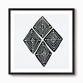 Black Tribal Diamond Ethnic Art Print