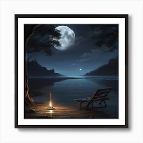 Night By The Lake Art Print