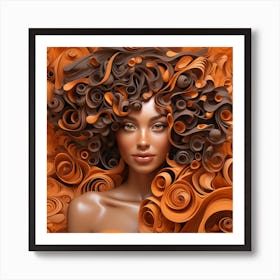 Abstract Woman With Curly Hair Art Print