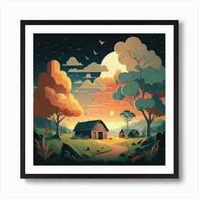 A simple and vibrant little land 16 Art Print