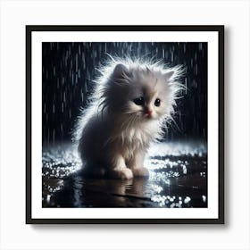 Cute Kitten In The Rain 7 Art Print