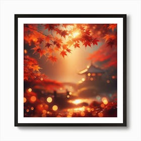 Autumn Leaves In Japanese Temple Poster