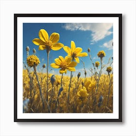 Yellow Flowers In A Field 51 Art Print