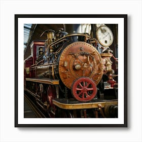 Firefly Steampunk, Train, Victoria, Station, London, Closeup, Industrial, Vintage, Gears, Brass, Mec (2) Art Print