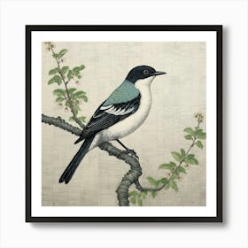 Ohara Koson Inspired Bird Painting Bluebird 3 Square Art Print