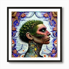 Woman With A Green Head Art Print