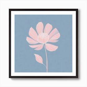 A White And Pink Flower In Minimalist Style Square Composition 312 Art Print