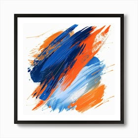 Blue And Orange Brush Strokes 1 Art Print