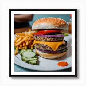 Hamburger On A Plate 1 Art Print