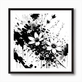 Black And White Flowers 3 Art Print