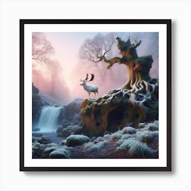 White Stag In The Forest 1 Art Print