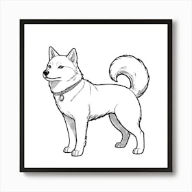 Akita Dog Coloring Page Art Print