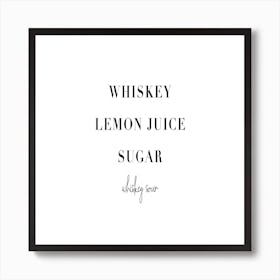 Whiskey Sour Cocktail Recipe Art Print