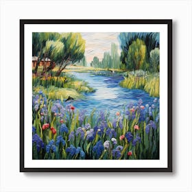 Monet's Riverside Brushwork Art Print