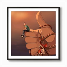 Man Holding A Person Art Print